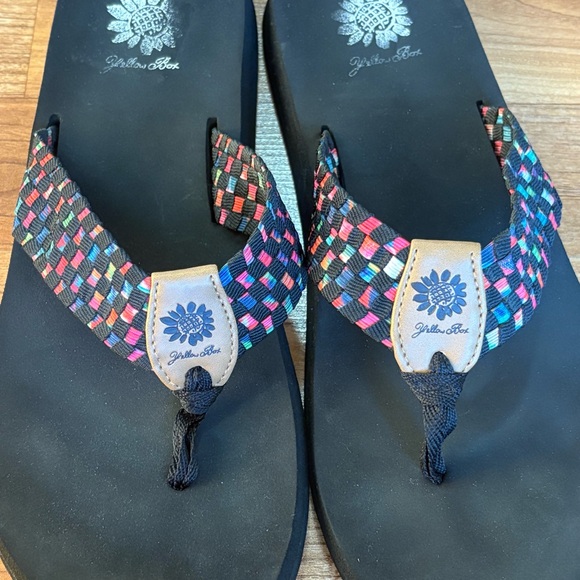 Yellow Box Soleil wedge flip-flops multi-color woven elastic straps Women’s 9.5 - Picture 7 of 7